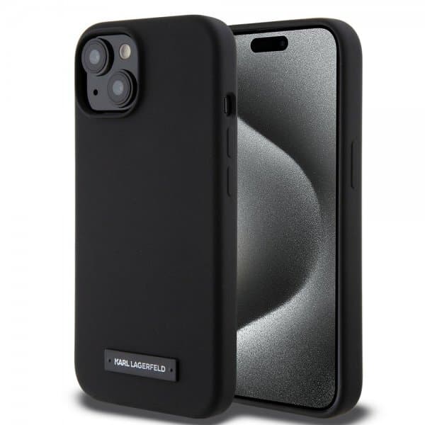 Karl Lagerfeld iPhone 15 Cover Liquid Silicone MagSafe Sort