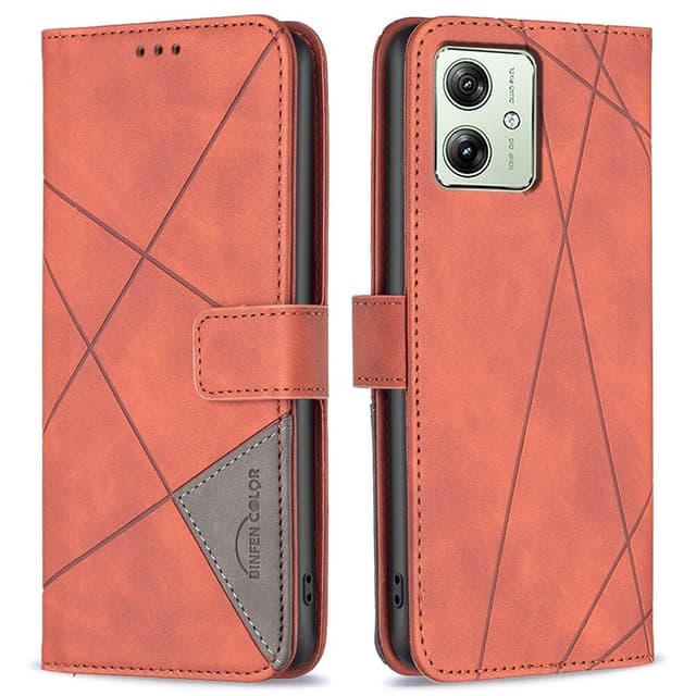 Motorola Moto G54 5G BINFEN COLOR Præget Flip Cover - Brun