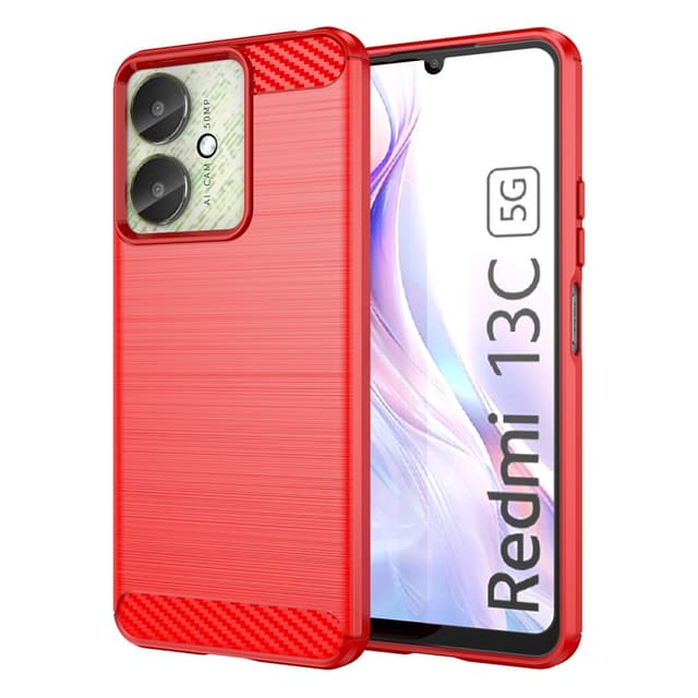 SKALO Xiaomi Redmi 13C 4G Armor Carbon Stødsikker TPU-cover - Rød