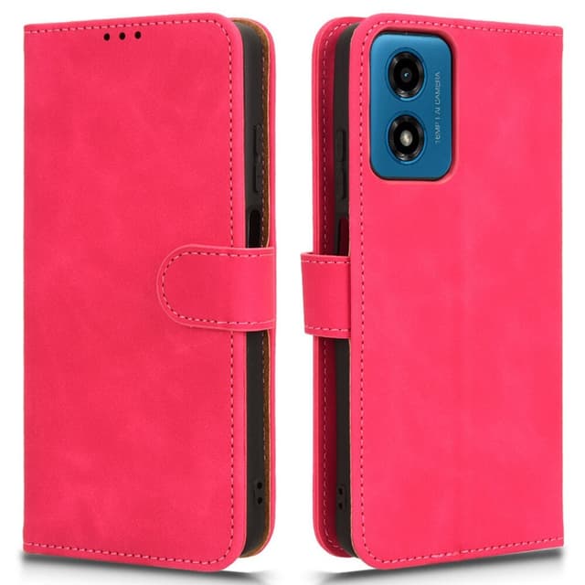 SKALO Motorola Moto G04 Matt PU-læderpungetui - Cerise
