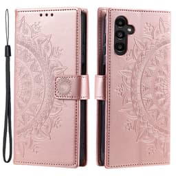 SKALO Samsung A15 4G Mandala Flip Cover - Rosa guld