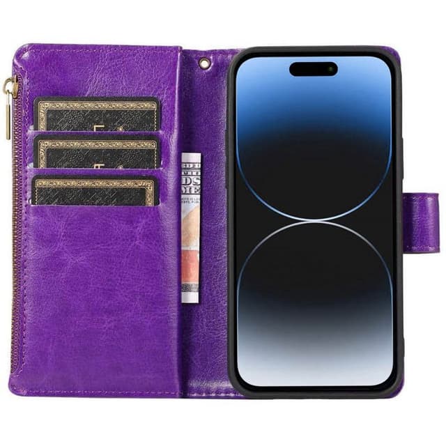 DoubleFlip Zipper 9-kort Apple iPhone 15 Plus - Lilla