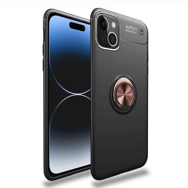 Slim Ring cover Apple iPhone 15 Plus - Sort/rose
