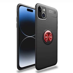 Slim Ring cover Apple iPhone 15 - Sort/rød