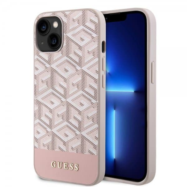 Guess iPhone 15 Cover G Cube MagSafe Lyserød