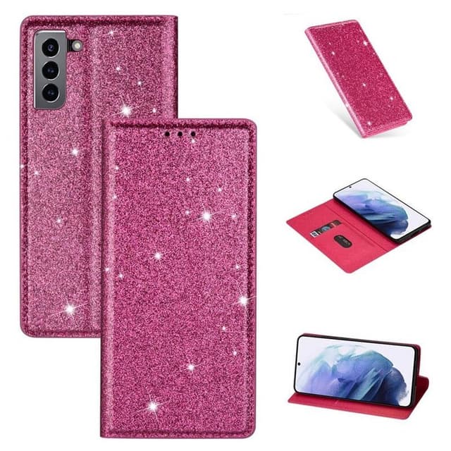 Glitter Smart FlipCase Samsung Galaxy S22  - lyserød