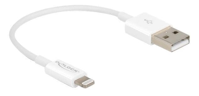 Delock USB - Lightning kabel til iPhone ", iPad", iPod "hvid 15 cm