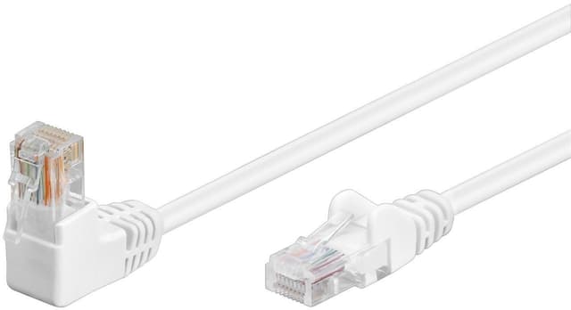 Netværkskabel CAT 5e vinklet 1x 90°, U/UTP, hvid, 0,5 m