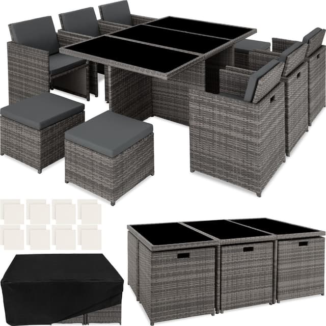 Polyrattan havemøbelsæt New York - grå