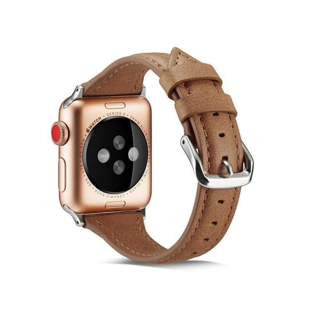 SKALO Smalt Læderarmbånd Apple Watch Series 7-9 41mm - Lys brun