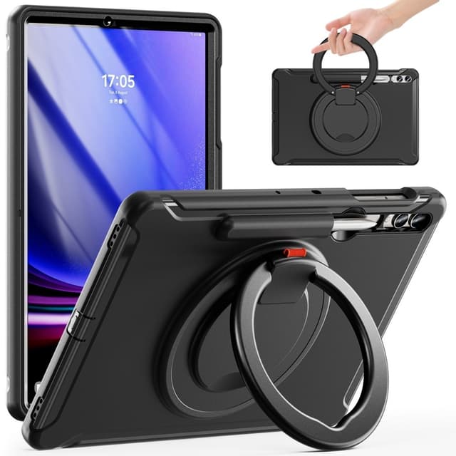 SKALO Samsung Tab S10 Plus Ekstra stødsikker Armor 360 håndtag/stativ Cover -. Sort