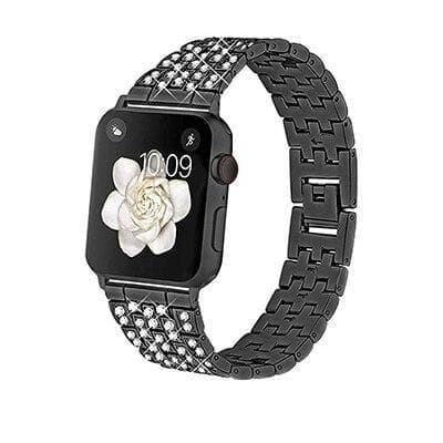 SKALO Link armbånd Bling Apple Watch Series 10 42mm - Sort