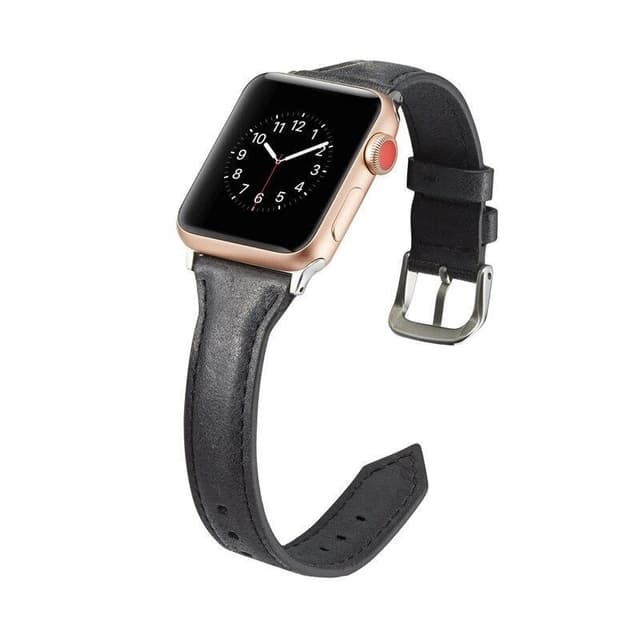 SKALO Smalt Læderarmbånd Apple Watch Series 10 46mm - Sort