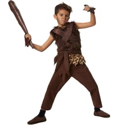 Vild stenalderdreng børnekostume - 128 (7-8y)
