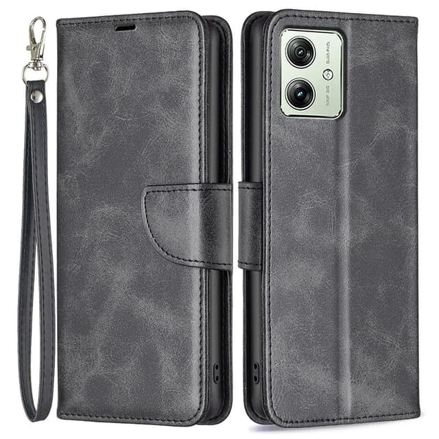 SKALO Motorola Moto G54 5G Flip Cover m. pung i PU-læder - Sort