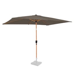 VONROC Premium Stangparasol Rapallo 200x300cm - inkl. overtræk - rektanglær | Trælook | Taupe