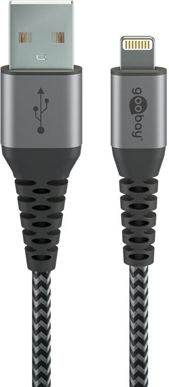 Lightning USB-C™ tekstilkabel med metalstik, 2 m
