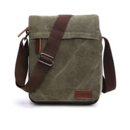 Sporty crossbody-taske i kanvas og læder Mørkegrøn