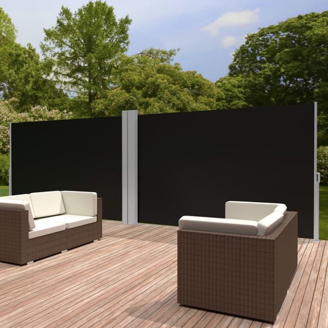 Dobbelt læhegn i aluminium og polyester - 160 x 600 cm,sort