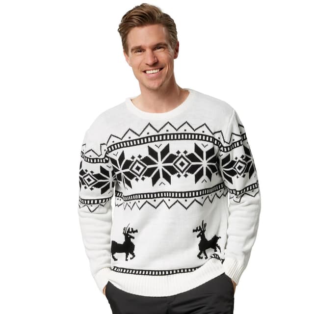 Julesweater Winterland hvid-sort - S