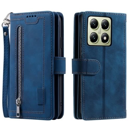 Til Xiaomi 14T Pro Etui med Lynlåslomme og 9 Kortlommer