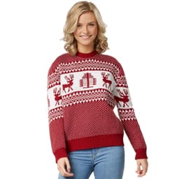Julesweater Winterwonderland rød-hvid til kvinder - M