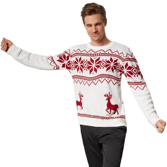 Julesweater Winterland rød-hvid - XL