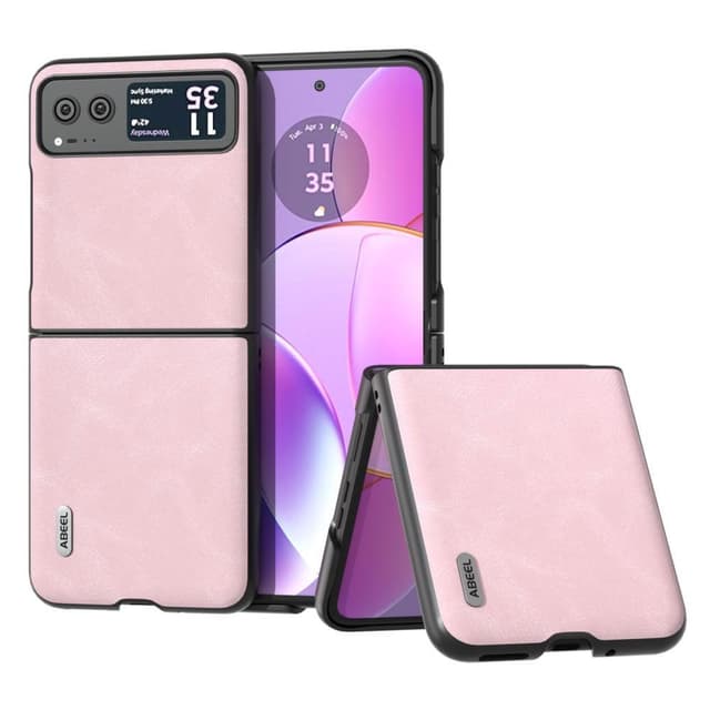 SKALO Motorola Razr 40 5G ABEEL PU læder Fold Cover - Pink