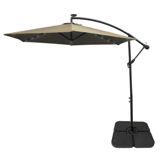 Beige 3m LED Cantilever parasol med almindelig base