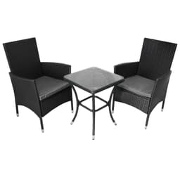 Jardí Rattan Bistro Sæt Sort