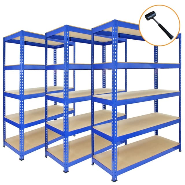 3 x Q-Rax Blå Metal Racks Enheder 90 x 50 x 180cm