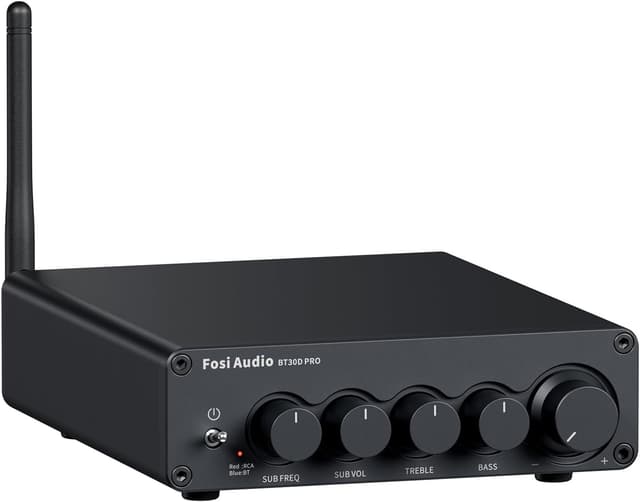 Fosi Audio Hi-Fi Bluetooth 5.0 Stereo Audio Receiver Forstærker 2.1 Channel Mini Class D Integreret Amp 2X165W