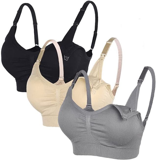 3-Pak Maternity BH - Sort + Hud + Grå M