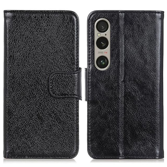 Til Sony Xperia 1 VI Tekstureret Split Pung Taske - Sort