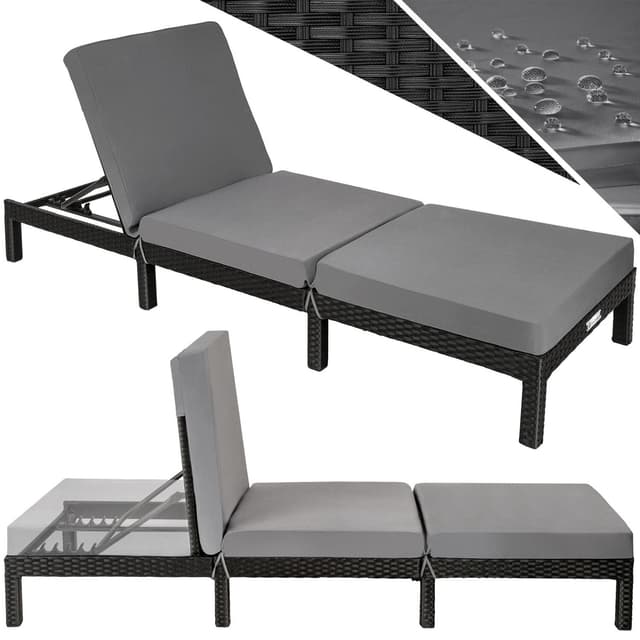 Polyrattan liggestol med hynder Sofia - sort