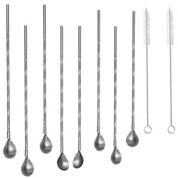 8x Stålskeer 19 cm 2 smalle børster til rengøring