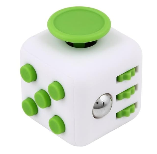 Fidget Cube, for øget koncentration, Hvid/Grøn