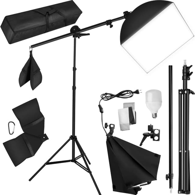 Studielys med softbox, stativ og transporttaske model 2 - sort