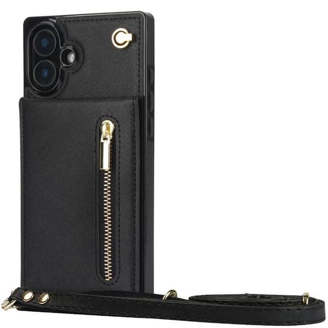 Zipper halskæde cover iPhone 16 Plus - Sort