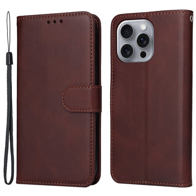 SKALO iPhone 16 Pro Max PU-læder Pungetui - Brun