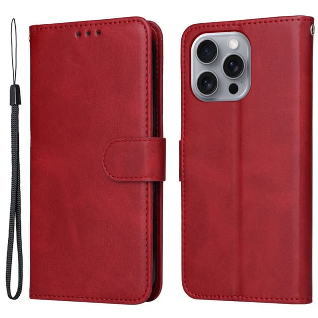 SKALO iPhone 16 Pro Max PU-læder Pungetui - Rød