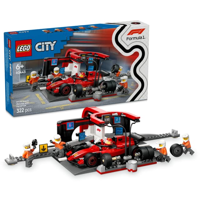 LEGO City F1-pitstop og pitcrew med Ferrari-bil 60443