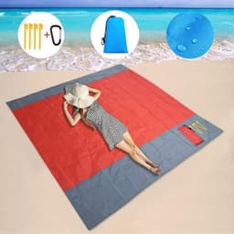 Strand tæppe 210x200cm stor sandtæt vandtæt strandmåtte - RØD