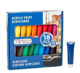 Akrylmaling i tube 18-pak farver - ideel til DIY og kunst