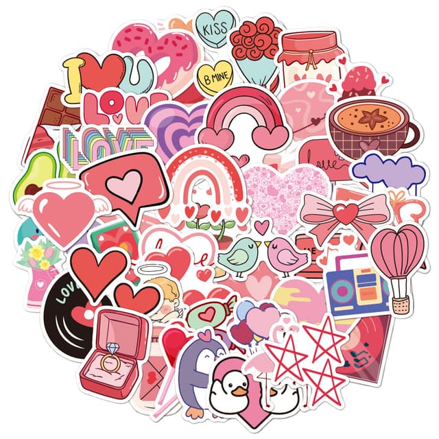 Love Heart Stickers 50-pak MultiColor N13