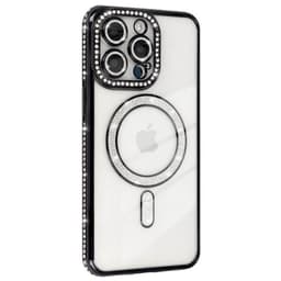 Diamond bling MagSafe cover iPhone 15 Pro - Sort