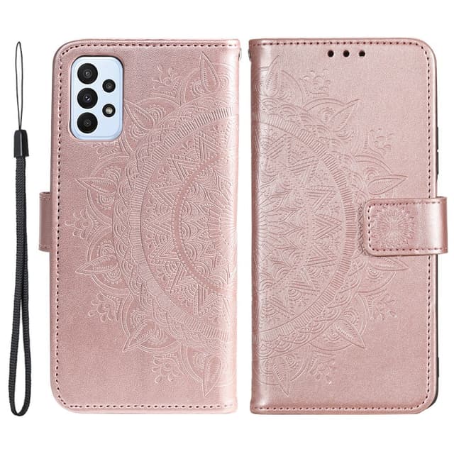 SKALO Samsung A23 5G Mandala Flip Cover - Rosa guld