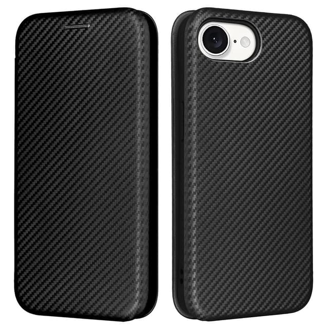 SKALO iPhone 16e Carbon Fiber Flip Cover - Sort