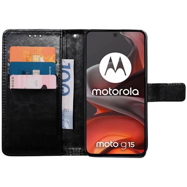 Wallet cover 3-kort Motorola Moto G15 - Sort