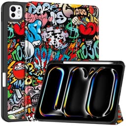 Til iPad Pro 11 (2024) Etui Tre-fold Stativ Tablet Cover med Pen Holder - Graffiti